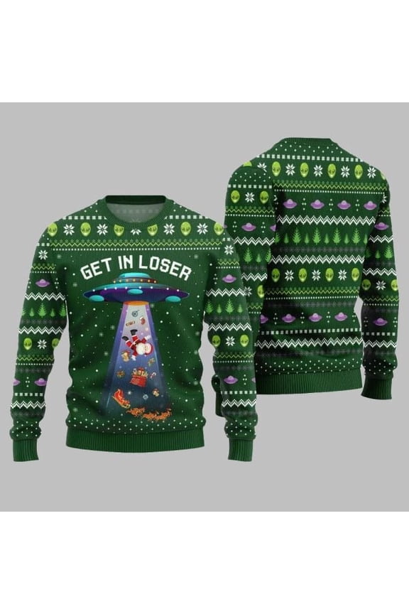 2025 Christmas Alien UFO 3D Christmas Sweater