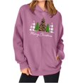 thumbnail image 1 of 2025 Christmas Baggy Hoodies Ladies Letter Print Graphic Sweatshirt with 2 Pockets Casual Pullover Tops Loose (M, Pink 01), 1 of 6