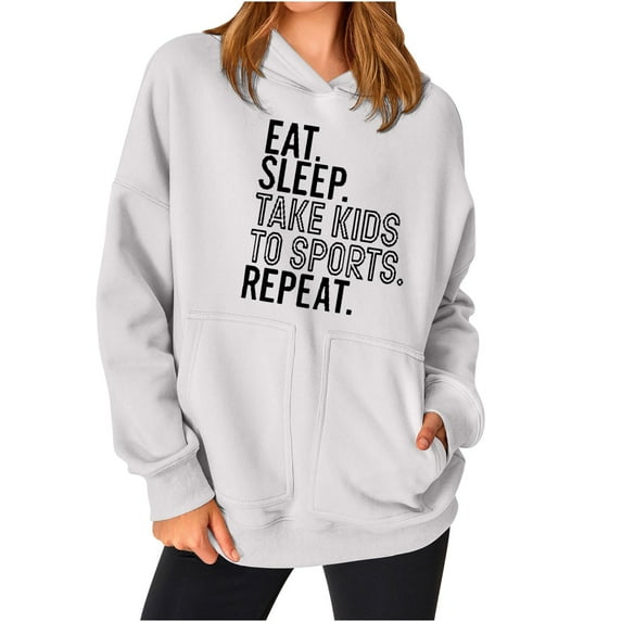2025 Christmas Baggy Hoodies Ladies Letter Print Graphic Sweatshirt with 2 Pockets Casual Pullover Tops Loose (2XL, White 08)