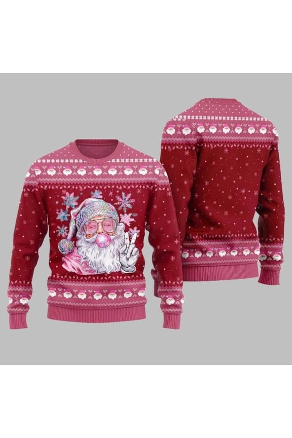 2025 Christmas Bubble Gum Santa Ugly Christmas Sweater