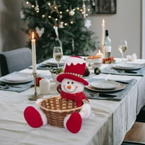 2025 Christmas Candy Storage Candy Bowl Christmas Candy Basket Woven Holder Basket for Xmas Winter Holiday Party Table Desk Decor