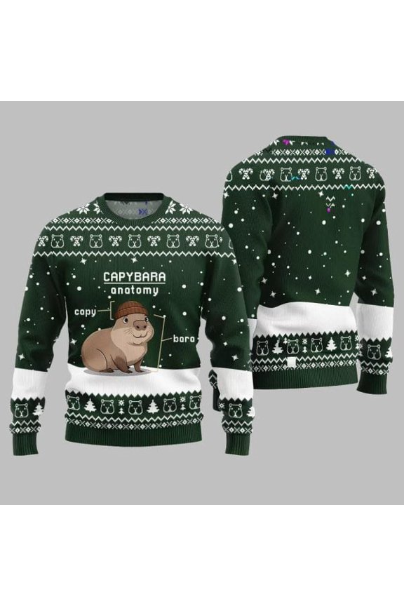 2025 Christmas Capybara Anatomy 3D Christmas Sweater