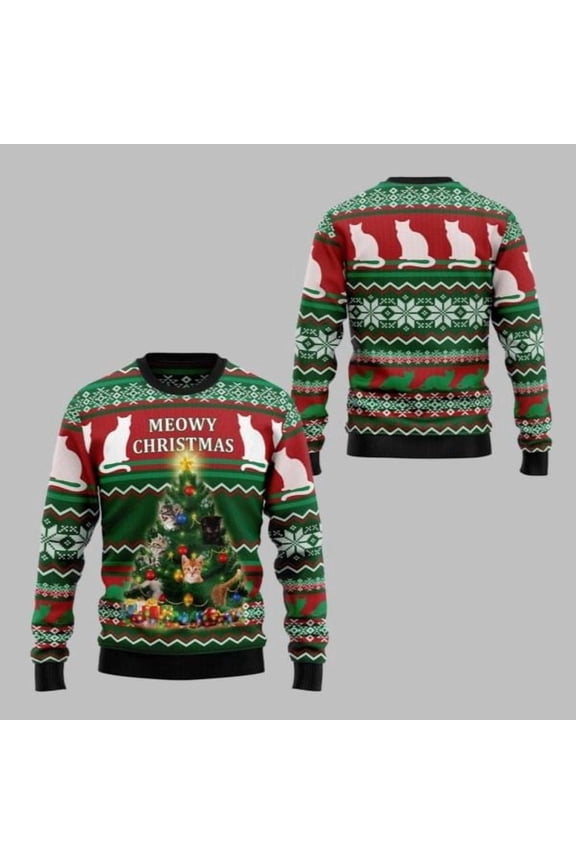 2025 Christmas Cat Meowy Christmas Ugly Christmas Sweater