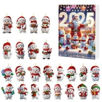 2025 Christmas Countdown Calendar, Advent Calendar 24 Days Snowman Hanging Ornaments Set with Santa Hats, Versatile Christmas Decorations, 2D Hanging Ornament for Xmas Gifts
