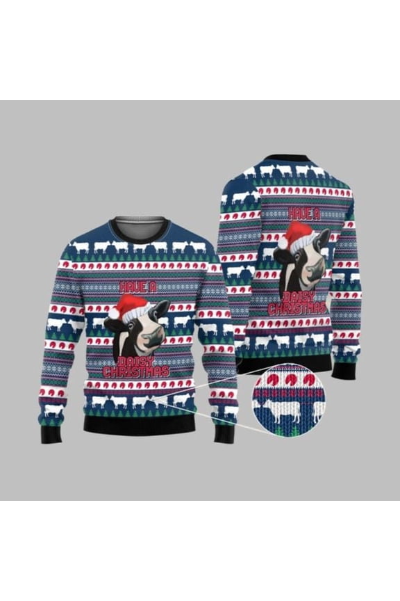 2025 Christmas Cow Have a Dairy Christmas 3D Christmas Sweater