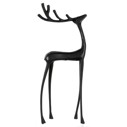 2025 Christmas Decor, Reindeer Statues Imitation Metal Deer Sculpture, Black Finish European-Style Modern Decorative, Christmas Tabletop Ornaments for Mantel Fireplace Living Room Bedroom Home Decor