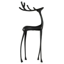 2025 Christmas Decor, Reindeer Statues Imitation Metal Deer Sculpture, Black Finish European-Style Modern Decorative, Christmas Tabletop Ornaments for Mantel Fireplace Living Room Bedroom Home Decor