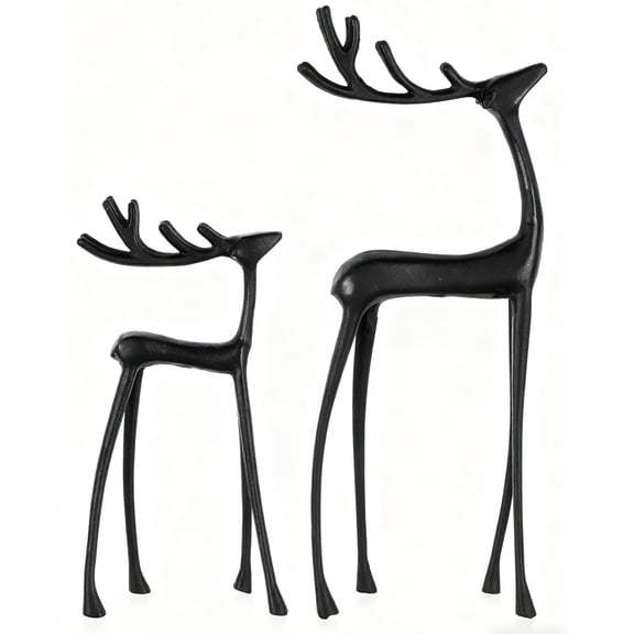 2025 Christmas Decorations - Black Reindeer Statues - Modern Xmas Figurines - Elegant Indoor Holiday Decor - Table Centerpieces - Ideas for Mantel Living Room Bedroom Office(C-10"&8")