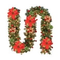 thumbnail image 1 of 2025 Christmas Decorations Christmas Garland With Lights Pre Lit Artificial Green Christmas Garland For Stair Mantle Decorations With Red Flowers Berry Clusters Needle And Winter Outdoor Indoor Decor, 1 of 9