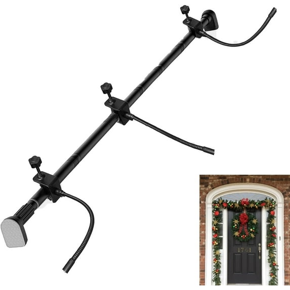 2025 Christmas Decorations, Garland Hanger for Front Door Frame, Adjustable Wreath Hanger for Front Door, Heavy Duty Christmas Decoration Holder, No Nails or Screws, Fits 18"-67" Doors, Black