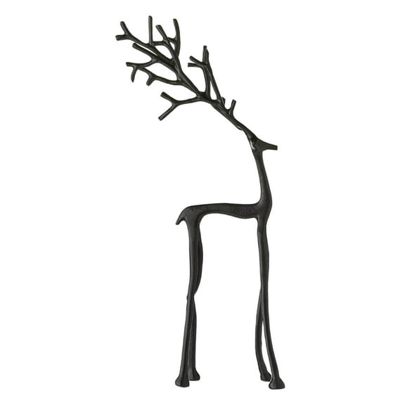 Christmas Decorations 2025 - Set of 2 Black Reindeer Statues - Modern Aluminum Alloy Xmas Figurines - Elegant Indoor Holiday Decor - Table Centerpieces - Ideal for Mantel Living Room Bedroom Office,A
