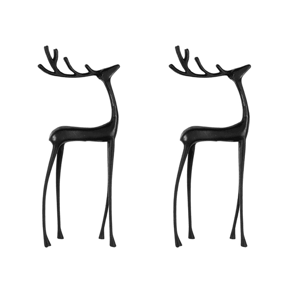 2025 Christmas Decorations - Set of 2 Black Reindeer Statues - Modern Xmas Figurines - Elegant Indoor Holiday Decor - Table Centerpieces - Ideas for Mantel Living Room Bedroom Office (S)
