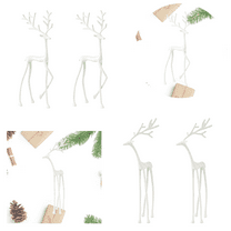 2025 Christmas Decorations - Set of 2 White Reindeer Statues - Modern Xmas Figurines - Elegant Indoor Holiday Decor - Table Centerpieces - Ideas for Mantel Living Room Bedroom Office (A B*2)