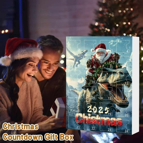 2025 Christmas Dinosaur Advent Calendar Countdown Set with Surprise Blind Boxes Holiday for Kids and Collectors