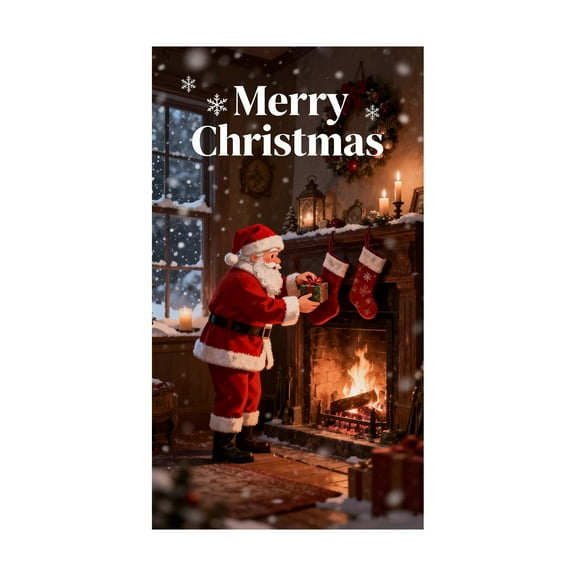 2025 Christmas Door Cover - Elastic 36 x 80 Inch Festive Front Door Decoration for Holiday Parties and Home