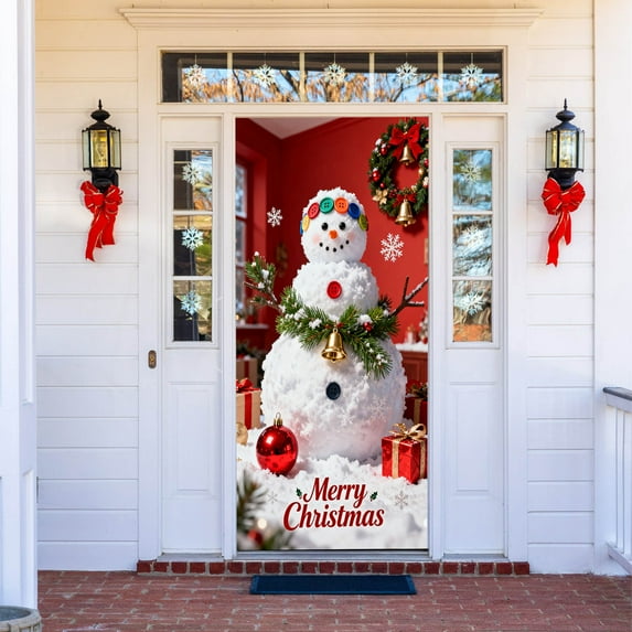 2025 Christmas Door Cover - Elastic Door Decorations for Festive Party for Front Entrances and Home