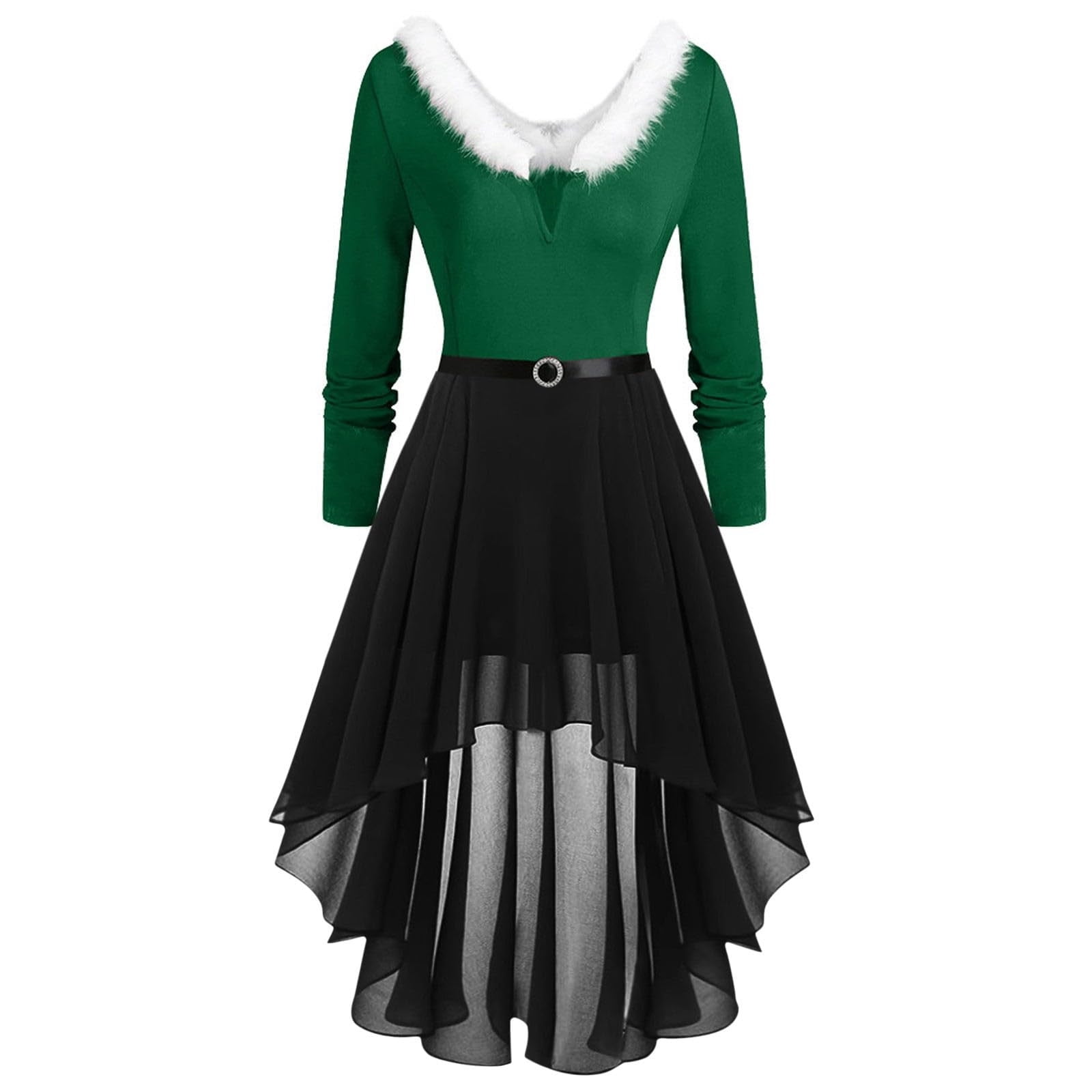 2025 Christmas Dress Womens Long Sleeve Vintage Mrs Claus Xmas Costumes — free download