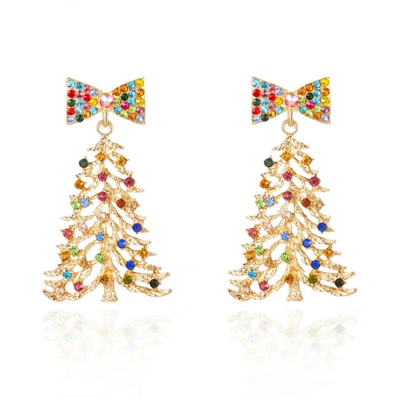 2025 Christmas Earrings, Holiday Gifts, Bow Bell Christmas Tree Snowflake Pendant Earrings, Christmas Decorations