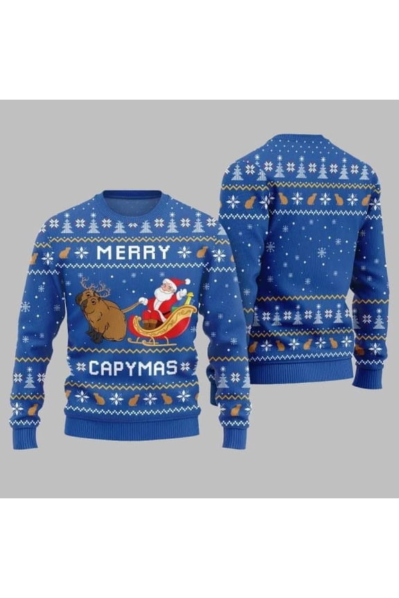 2025 Christmas Funny Merry Capybara Ugly Christmas Sweater