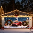 thumbnail image 1 of 2025 Christmas Garage Door Cover Truck Holiday Banner Large Outdoor Festive Home Decoration Polyester Garage Entryway, 1 of 3