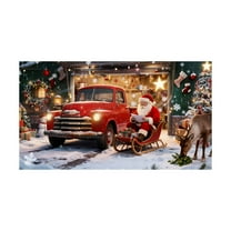 2025 Christmas Garage Door Cover And Vin Tage Truck Holiday Banner Decoration For Garage Large Outdoor Christmas Decoration Garage Cover For Christmas Festive Home De Cor Flags_ Banners & Accessories