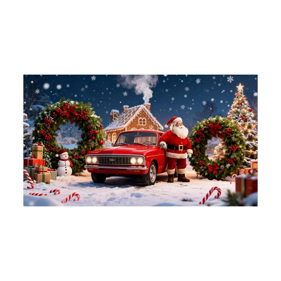2025 Christmas Garage Door Cover Truck Holiday Banner Large Outdoor Festive Home Decoration Banner for Seasonal Celebrations