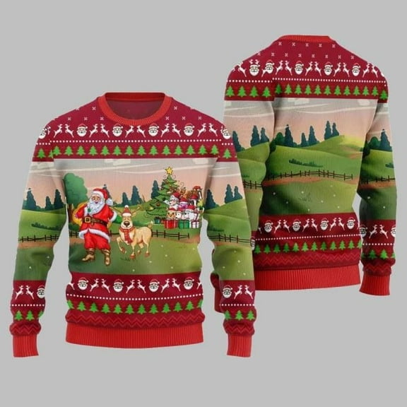2025 Christmas Happy Christmas Farm Ugly Christmas Sweater 002