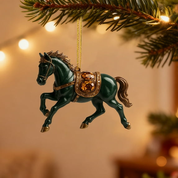 Taicans ‌2025 Christmas Horse Ornament - Acrylic Horse Tree Decor with Rhinestones,Gift for Christmas,Horse Lover's Holiday Decor,2D Equestrian Holiday Ornament‌