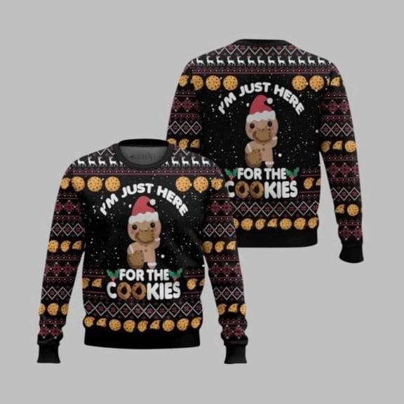 2025 Christmas Just Here For The Cookies Ugly Christmas Sweater