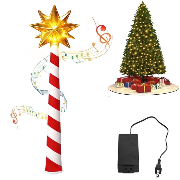 Christmas Magic Wand,Red&White Candy Color Christmas Tree Wand Remote Control Outlet, Magic Wand Christmas Tree Light Controller,Easily Turn On/Off,Fun For Kids Adults