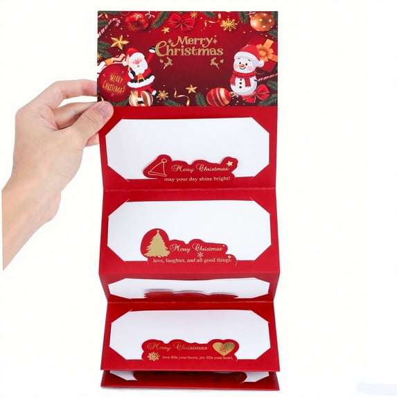 2025 Christmas Money Holder Envelope with Flap for Gift Cards, Creative DIY Foldable Red Pocket for Cash Gifts, Holiday Party Supplies for Family and Friends Birthday Xmas B-3PC