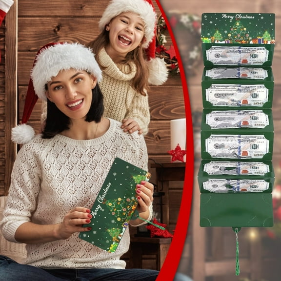 2025 Christmas Money Holder with 10 Slots, Cash Gift Envelope for Holiday Cash and Gift Cards - Surprise Card Holder for All