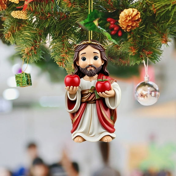 2025 Christmas Nativity Scene Ornaments Religious Acrylic 2D Hanging Pendant The Birth of Jesus Christian Christmas Tree Decorations Xmas Holiday Memorial Keepsake Gift