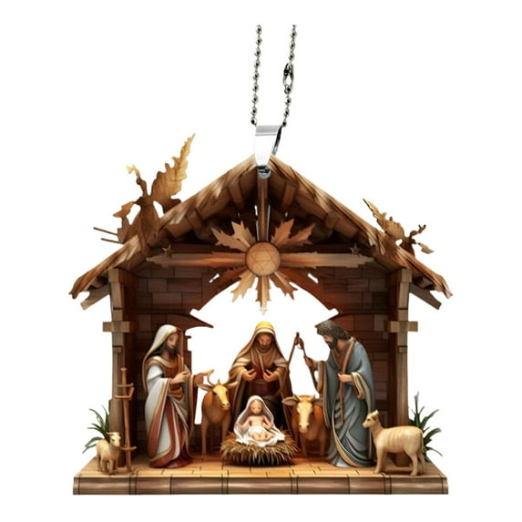 2025 Christmas Nativity Scene Ornaments Religious Acrylic 2D Hanging Pendant The Birth of Jesus Christian Christmas Tree Decorations Xmas Holiday Memorial Keepsake Gift