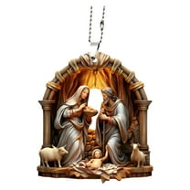 2025 Christmas Nativity Scene Ornaments Religious Acrylic 2D Hanging Pendant The Birth of Jesus Christian Christmas Tree Decorations Xmas Holiday Memorial Keepsake Gift