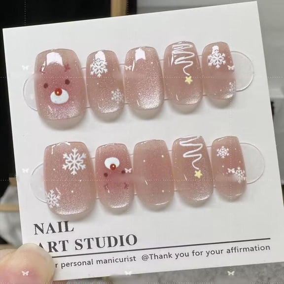 2025-Christmas New Year Deer Snowflake Star Nail Art Patches Nail Wearable N Art 9CB3 M5B6