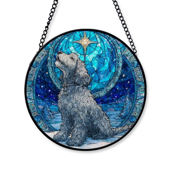 2025 Christmas Ornament - Funny Barbet Dog Stained Glass, Barbet Christmas Decoration, for Dog Lovers, Family, Friends