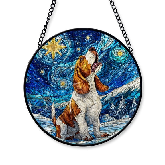 2025 Christmas Ornament - Funny Basset Fauvede Bretagne Dog Stained Glass, Basset Fauvede Bretagne Christmas Decoration, for Dog Lovers, Family, Friends