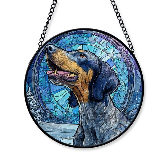 2025 Christmas Ornament - Funny Bluetick Coonhound Dog Stained Glass, Bluetick Coonhound Christmas Decoration, for Dog Lovers, Family, Friends