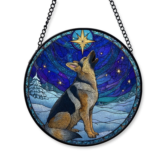 2025 Christmas Ornament - Funny German Shepherd Dog Stained Glass, German Shepherd Christmas Decoration, for Dog Lovers, Family, Friends