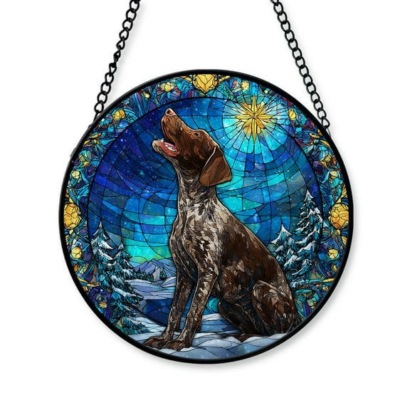 2025 Christmas Ornament - Funny German Shorthaired Pointer Dog Stained Glass, German Shorthaired Pointer Christmas Decoration, for Dog Lovers, Family, Friends