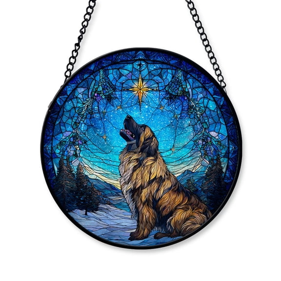 2025 Christmas Ornament - Funny Leonberger Dog Stained Glass, Leonberger Christmas Decoration, for Dog Lovers, Family, Friends