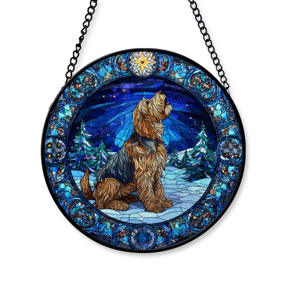 2025 Christmas Ornament - Funny Otterhound Dog Stained Glass, Otterhound Christmas Decoration, for Dog Lovers, Family, Friends
