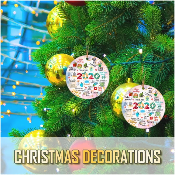 2025 Christmas Ornament Santa with Face Mask Design - Wooden Decoration for Tree and Holiday Home Decor-A