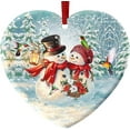 thumbnail image 1 of 2025 Christmas Ornament - Snowman Couple & Hummingbird Ceramic Ornament, Festive Hanging Keepsake for Christmas Tree, for Snowman Lovers, Family, Friends - Christmas Ornament -..., 1 of 5