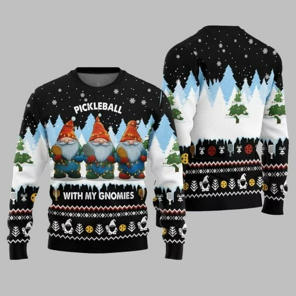 2025 Christmas Pickleball With My Gromies Ugly Christmas Sweater 002