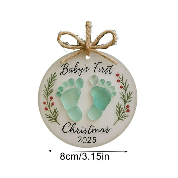 2025 Christmas Sea Glass Ornament - Random Color String Hanging Decor, Sentimental Keepsake for New Parents, Perfect for Christmas Tree & Baby Room Holiday Decor, 3.15in