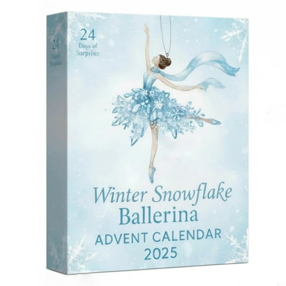 2025 Christmas Snowflake Ballets Dancers Arrival Calendar with 24 Dancer Figurine for Holiday Gift & Xmas Tree Hanging