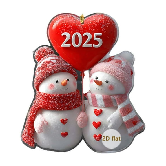 2025 Christmas Snowman Rearview Mirror Ornament – 2D Acrylic Hanging Car Decoration – Festive Holiday Pendant for Vehicle, Home, or Office