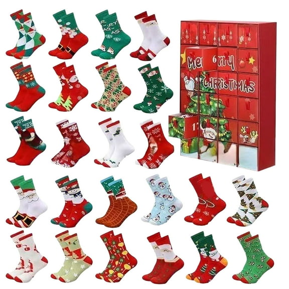 2025 Christmas Sock Advent Calendar - 12 Days Countdown Calendar with 12 Pairs Warm Cotton Socks for Women, Men, Adults, Xmas Party Favors & Holiday Gift Giving